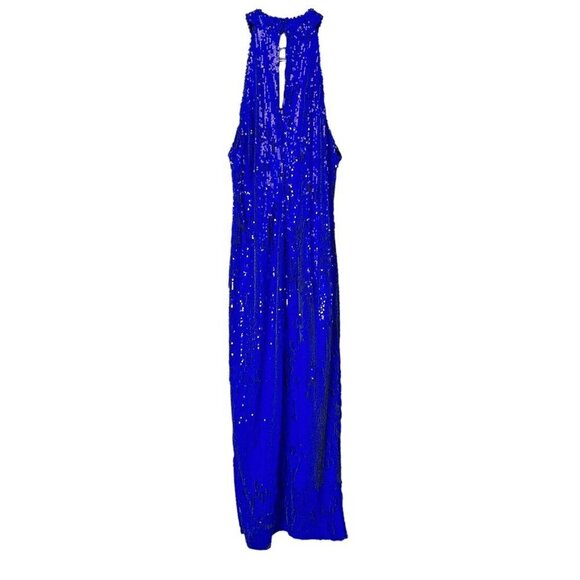Zara Sequin Midi Maxi Dress Womens Size Small S Blue Sparkly Bodycon Evening - Picture 2 of 15